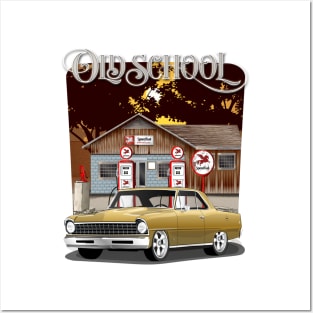 1967 Granada Gold Chevrolet Nova Old School Print Posters and Art